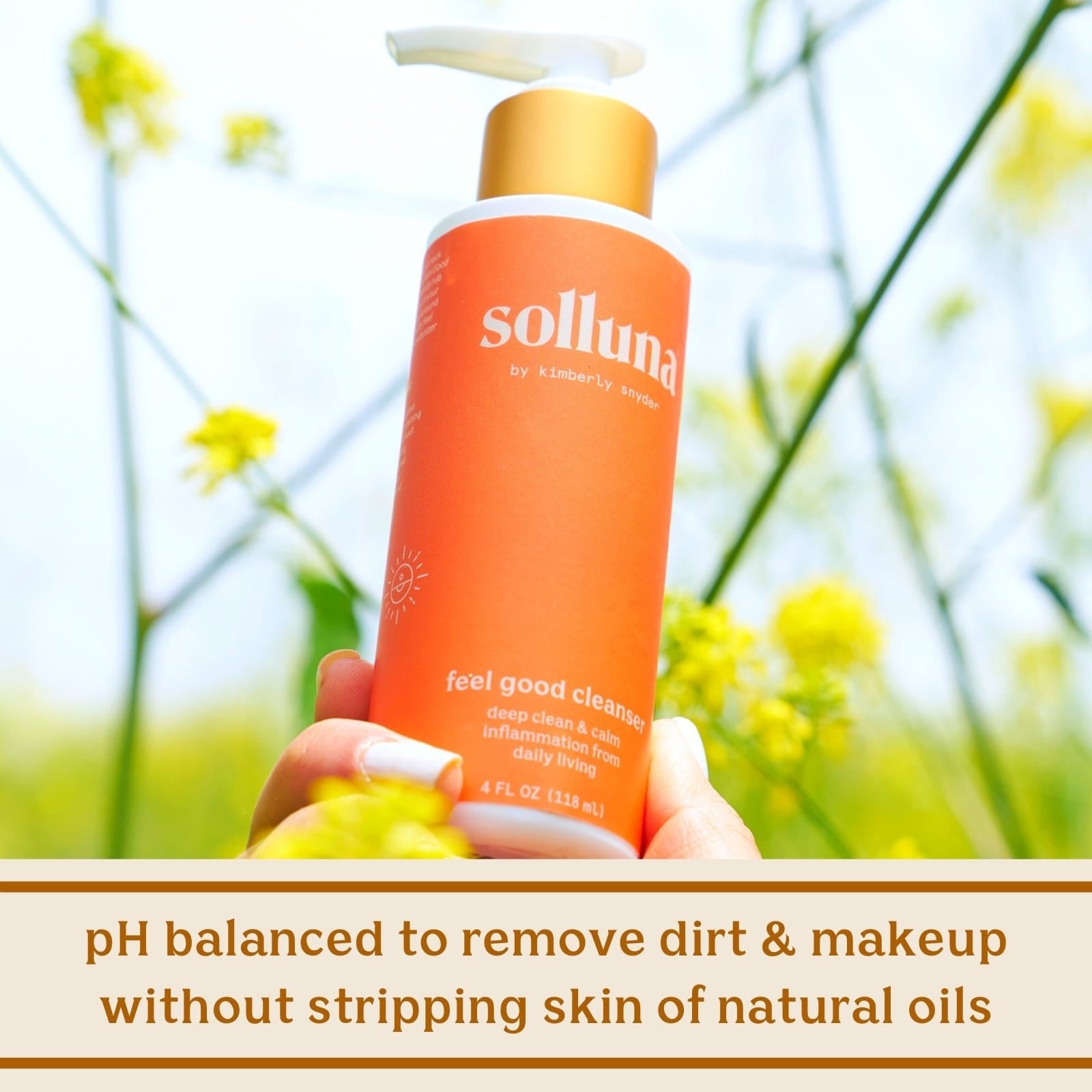 Solluna's Feel Good Cleanser pH Balanced to Remove Dirt & Makeup Without Stripping Skin of Natural Oils 