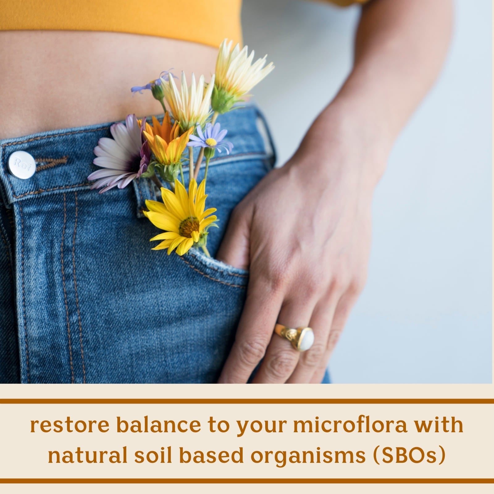 Solluna's Feel Good SBO Probiotics key ingredient benefit description. Restore balance to your microflora with natural soil based organisms (SBOs)