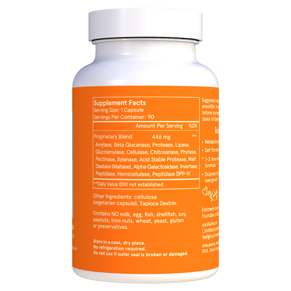 Feel Good Digestive Enzymes Bottle Supplement Facts